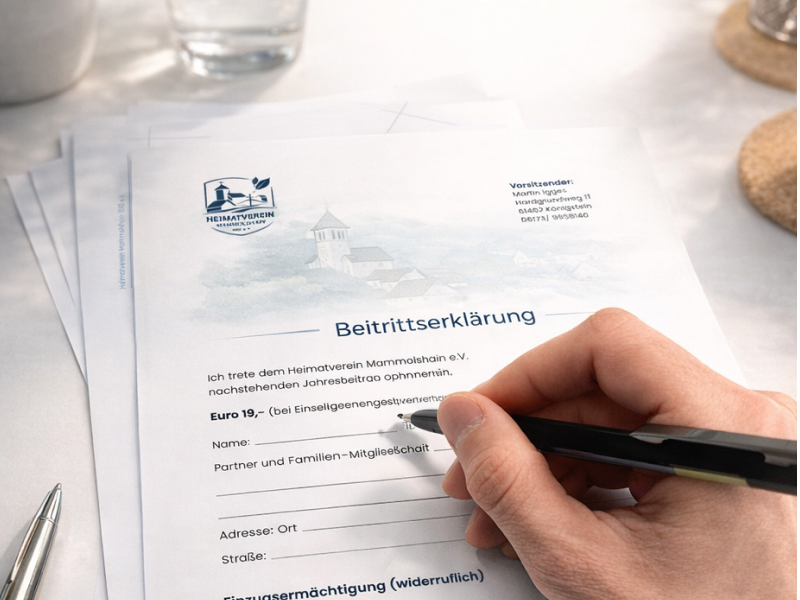 Heimatvereins Mammolshain - Beitrittserklärung
