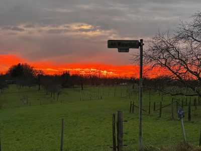 Wir sind gerade in die Straße „Am Wiesenhof“ gezogen. Auf dem Weg zur Schule habe ich morgens diese Aufnahme gemacht: ein blutroter Sonnenaufgang. - Eingereicht von Til Stevens Fotowettbewerb Mammolshain - 26